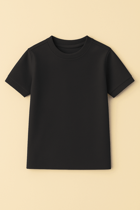PLAIN BLACK ROUND NECK T-SHIRT